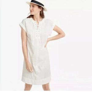J. Crew Lace-up Shirtdress Pullover White Cotton